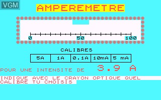 In-game screen of the game Amperemetre on Thomson MO5