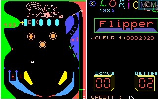 In-game screen of the game Flipper on Thomson MO5