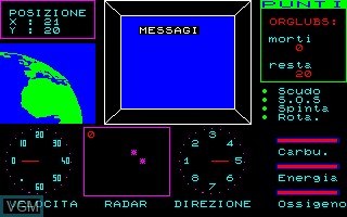 In-game screen of the game Orbital Mission on Thomson MO6