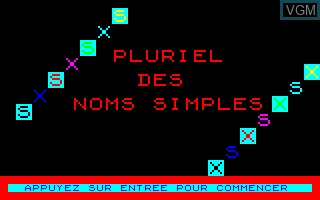Title screen of the game Pluriel des Noms Simples on Thomson TO7