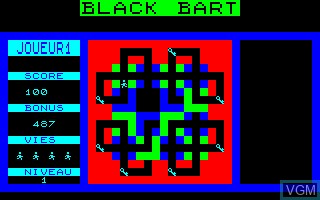 In-game screen of the game Black Bart on Thomson TO7