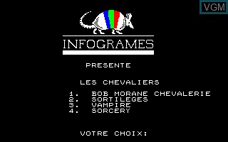 Title screen of the game Compilation - Les Chevaliers on Thomson TO8