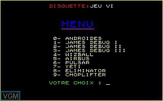 Title screen of the game Compilation Jeux 06 on Thomson TO8