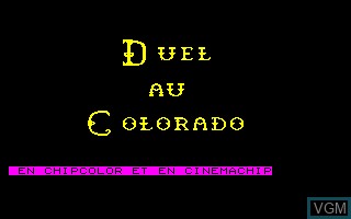 Title screen of the game Duel au Colorado on Thomson TO8