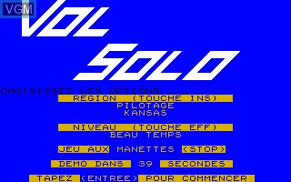 Title screen of the game Vol Solo on Thomson TO8
