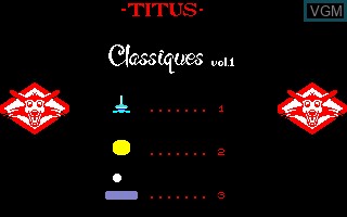 Menu screen of the game Compilation Jeux 18 on Thomson TO8