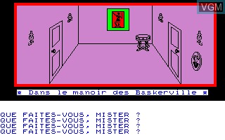 In-game screen of the game Tresor des Baskerville, Le on Thomson TO8