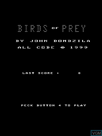 Title screen of the game Birds of Prey by John Dondzila on MB Vectrex