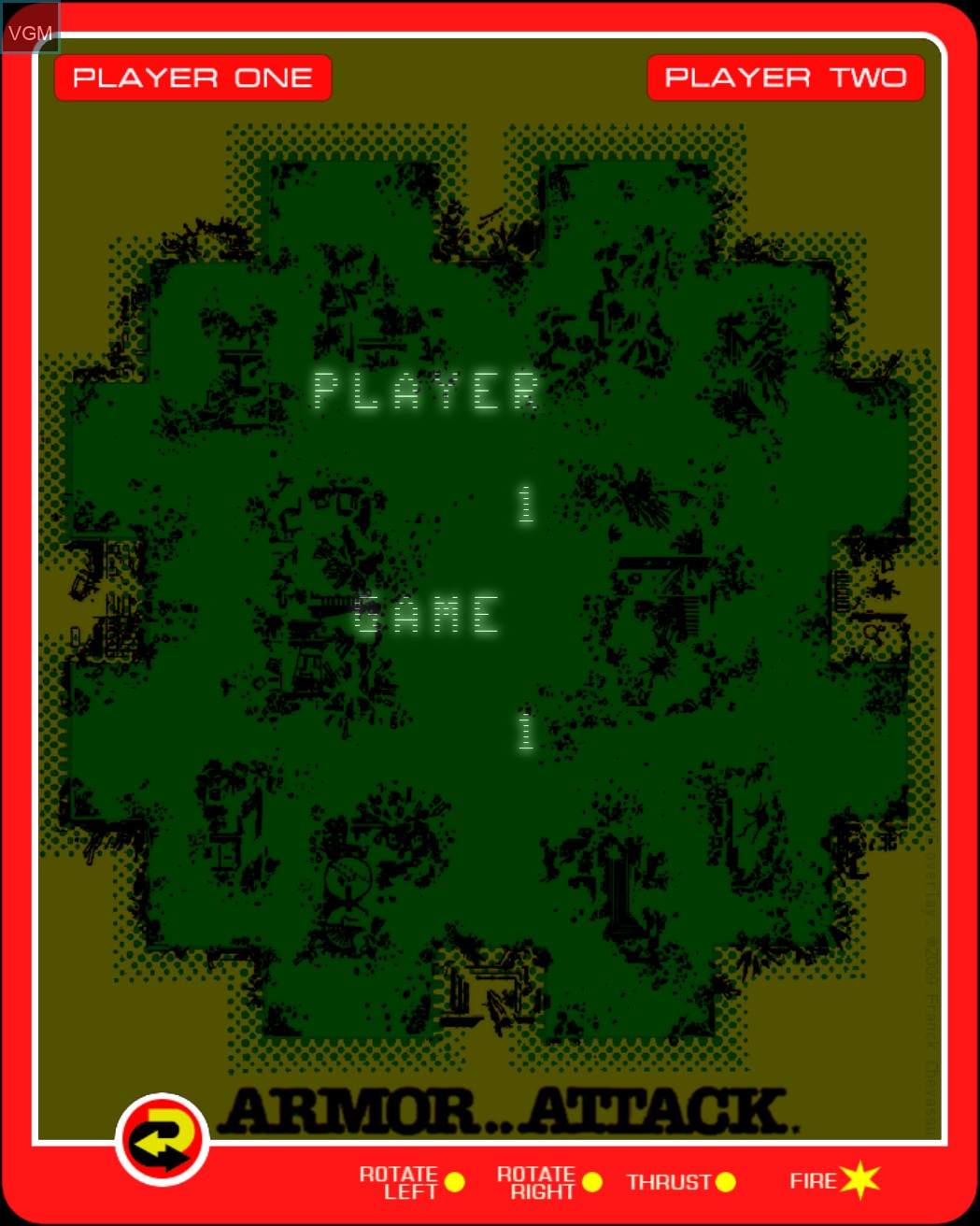 Menu screen of the game Armor..Attack on MB Vectrex