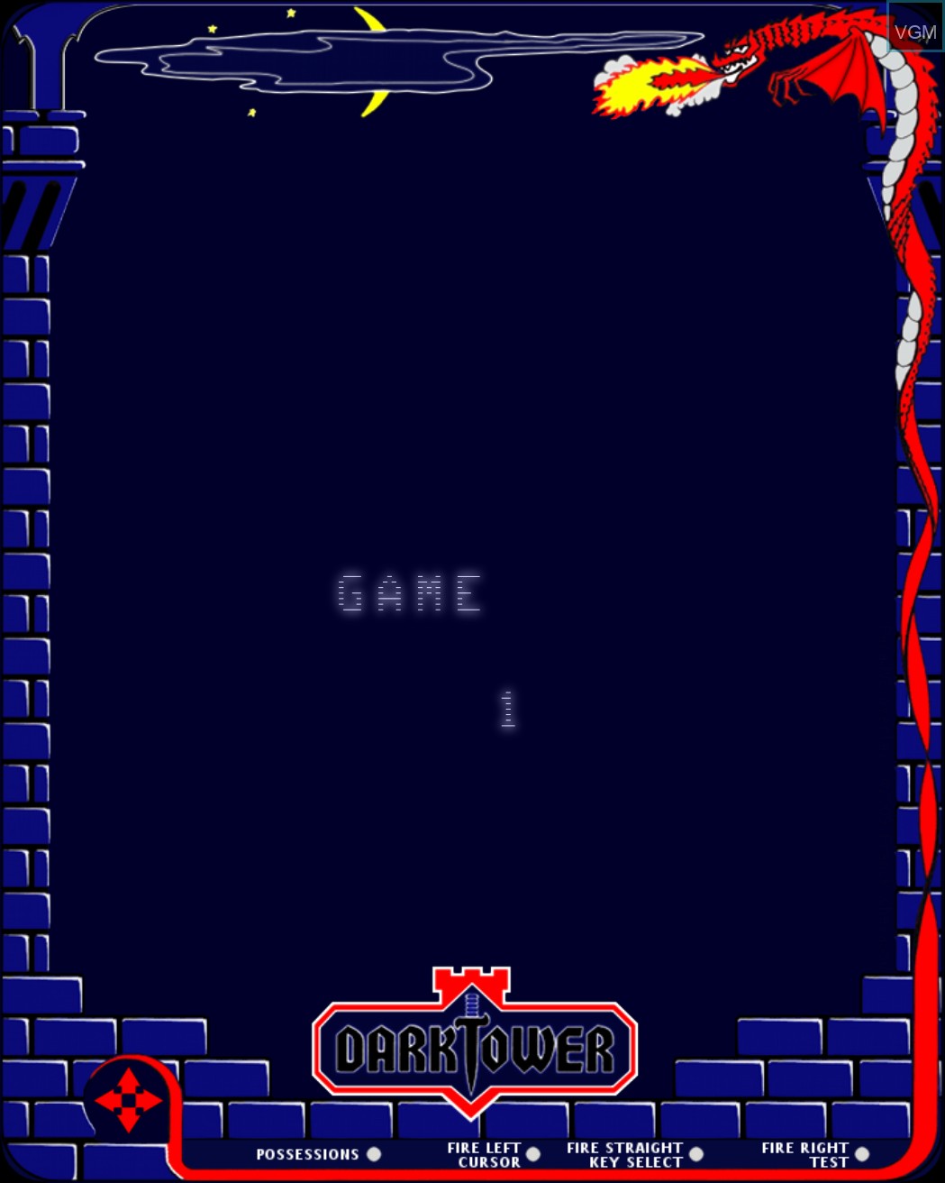 Menu screen of the game Dark Tower on MB Vectrex