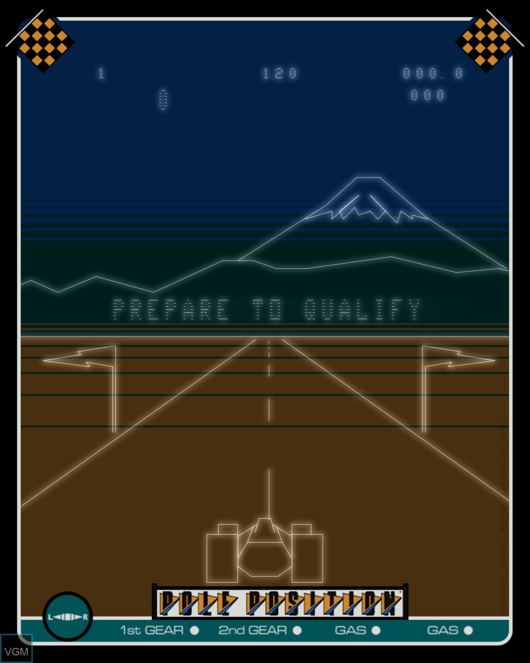 Menu screen of the game Pole Position on MB Vectrex