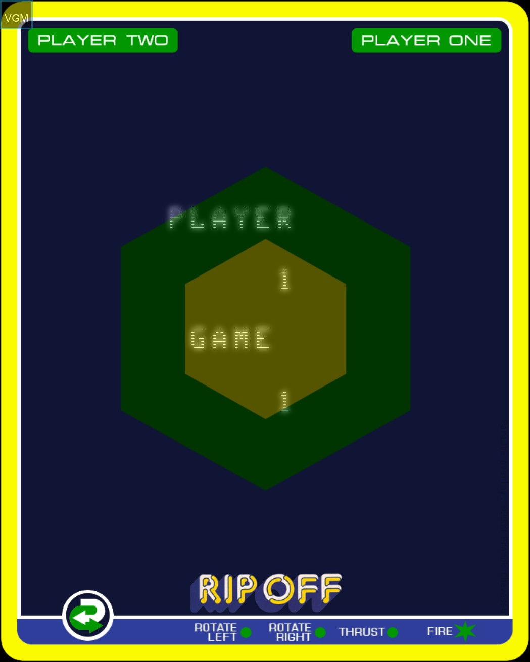 Menu screen of the game Rip Off on MB Vectrex