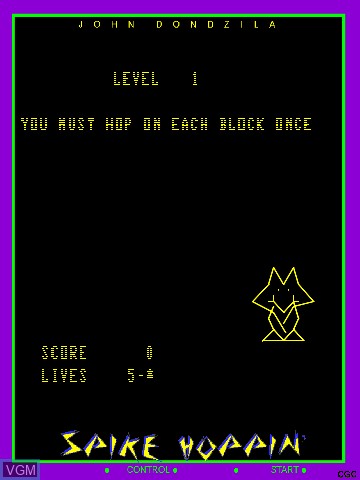 Menu screen of the game Spike Hoppin' by John Dondzila on MB Vectrex