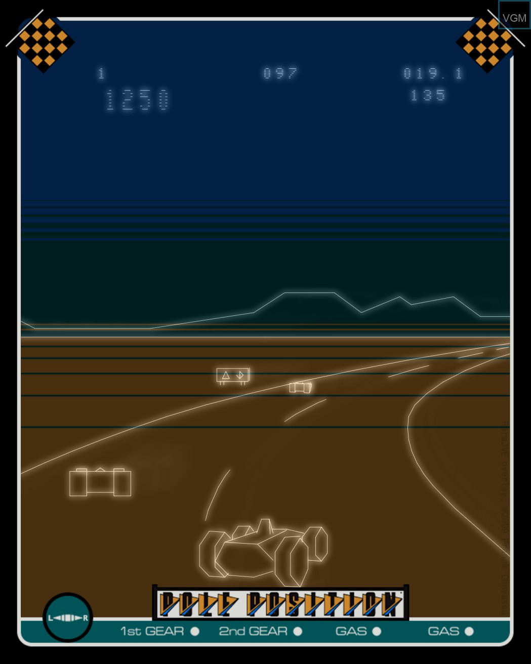In-game screen of the game Pole Position on MB Vectrex