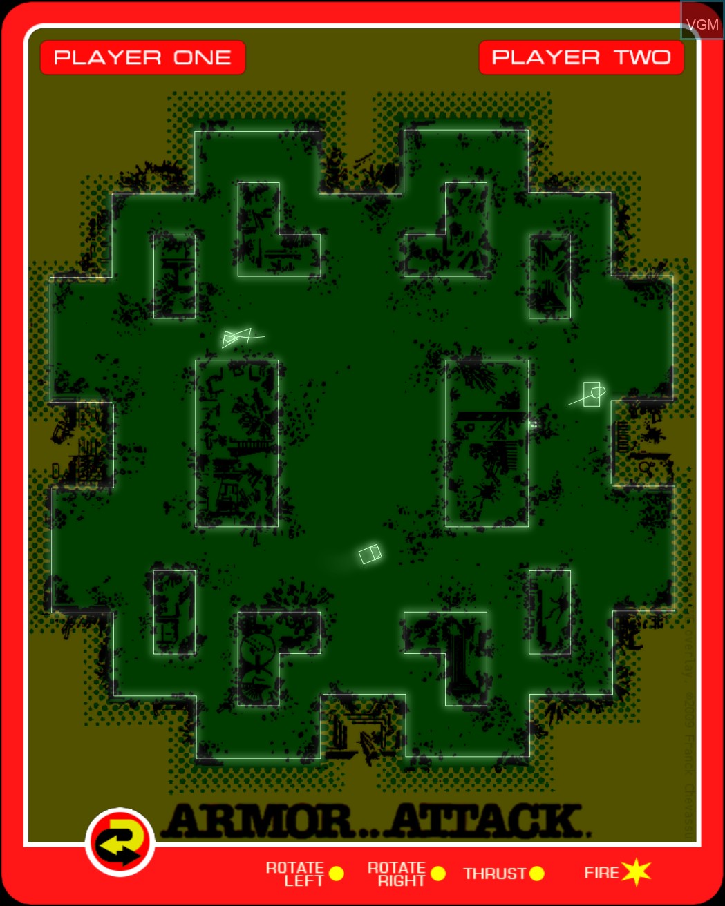 In-game screen of the game Armor..Attack on MB Vectrex