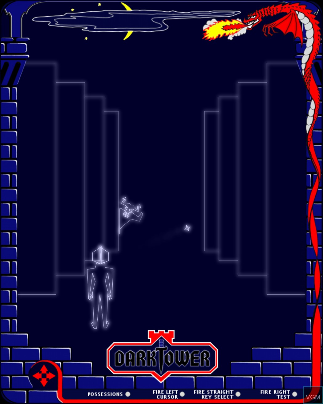 In-game screen of the game Dark Tower on MB Vectrex
