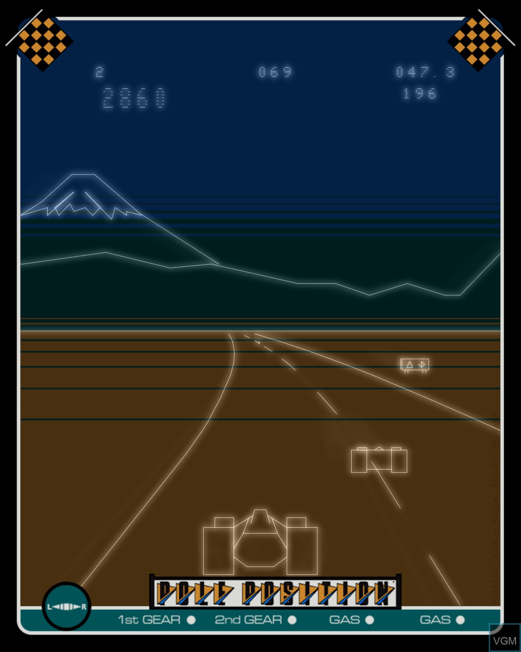 In-game screen of the game Pole Position on MB Vectrex