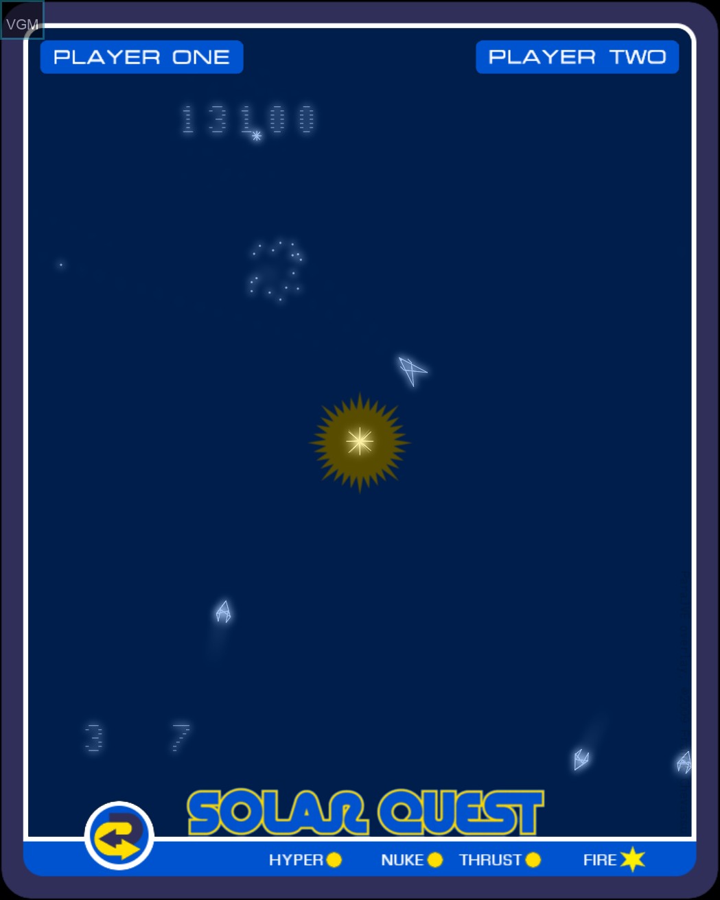In-game screen of the game Solar Quest on MB Vectrex