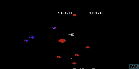 In-game screen of the game Satellites and Meteorites! on Commodore Vic-20