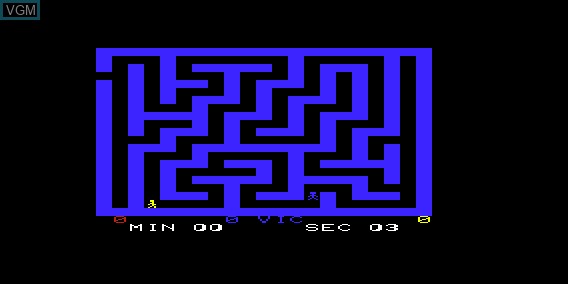 In-game screen of the game Amazing Maze on Commodore Vic-20