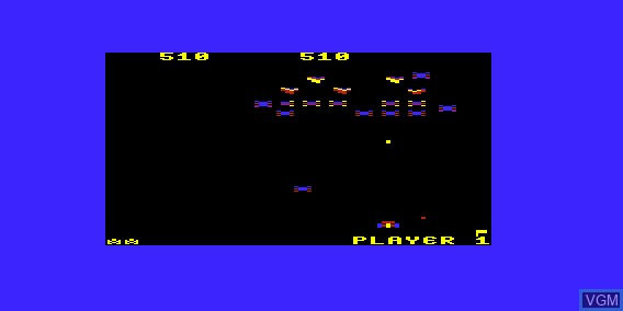 In-game screen of the game Galaxian on Commodore Vic-20