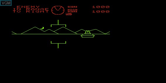 In-game screen of the game Battlezone on Commodore Vic-20