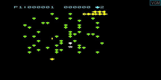 In-game screen of the game Centipede on Commodore Vic-20