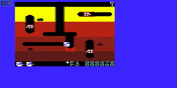 In-game screen of the game Dig Dug on Commodore Vic-20
