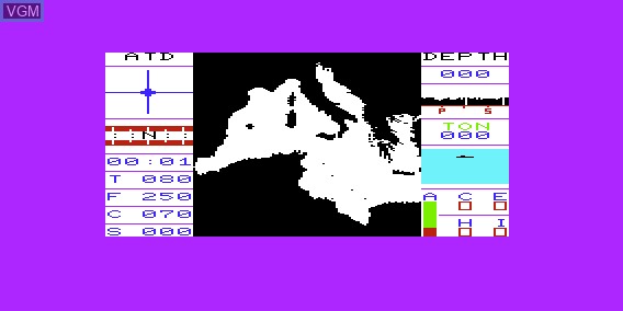 In-game screen of the game Submarine Commander $6000 on Commodore Vic-20
