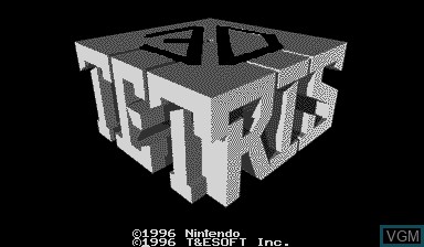 Title screen of the game 3-D Tetris on Nintendo Virtual Boy