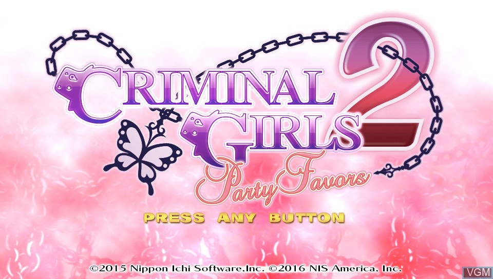 Title screen of the game Criminal Girls 2 - Party Favors on Sony PS Vita