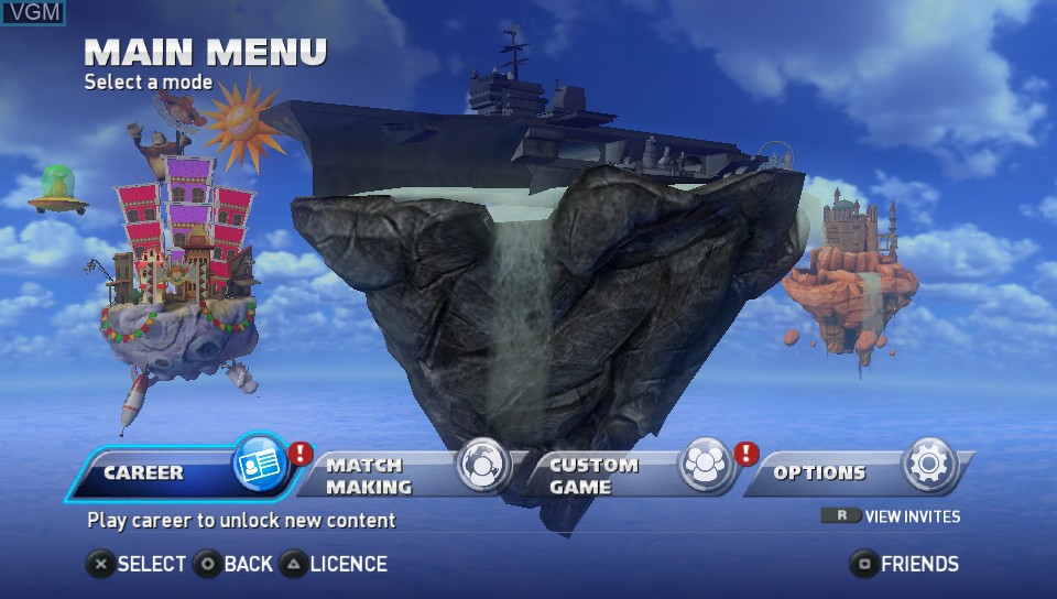 Menu screen of the game Sonic & All-Stars Racing Transformed on Sony PS Vita