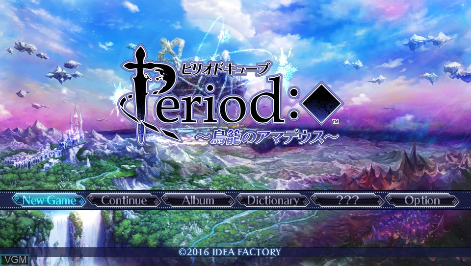 Menu screen of the game Period Cube - Torikago no Amadeus on Sony PS Vita