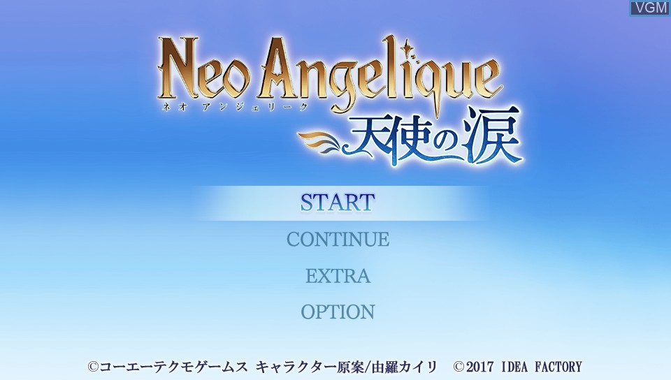 Menu screen of the game Neo Angelique - Tenshi no Namida on Sony PS Vita