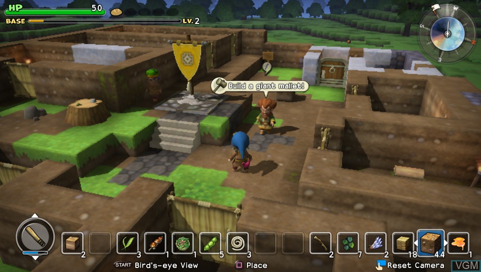 In-game screen of the game Dragon Quest Builders on Sony PS Vita
