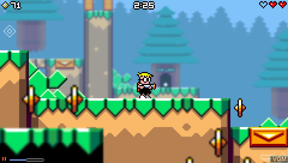 In-game screen of the game Mutant Mudds Deluxe on Sony PS Vita