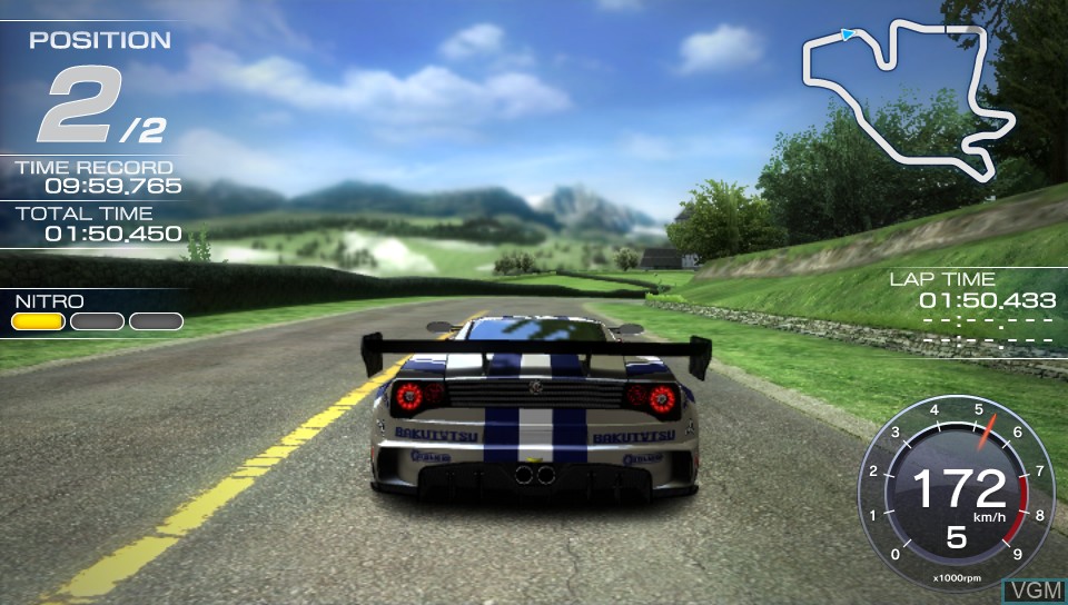 In-game screen of the game Ridge Racer on Sony PS Vita