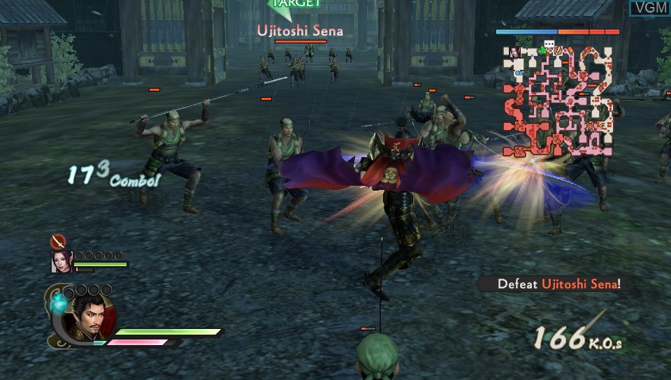 In-game screen of the game Samurai Warriors 4 on Sony PS Vita