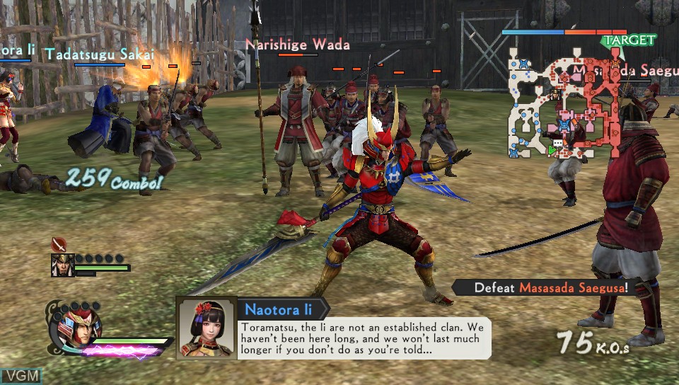 In-game screen of the game Samurai Warriors 4-II on Sony PS Vita