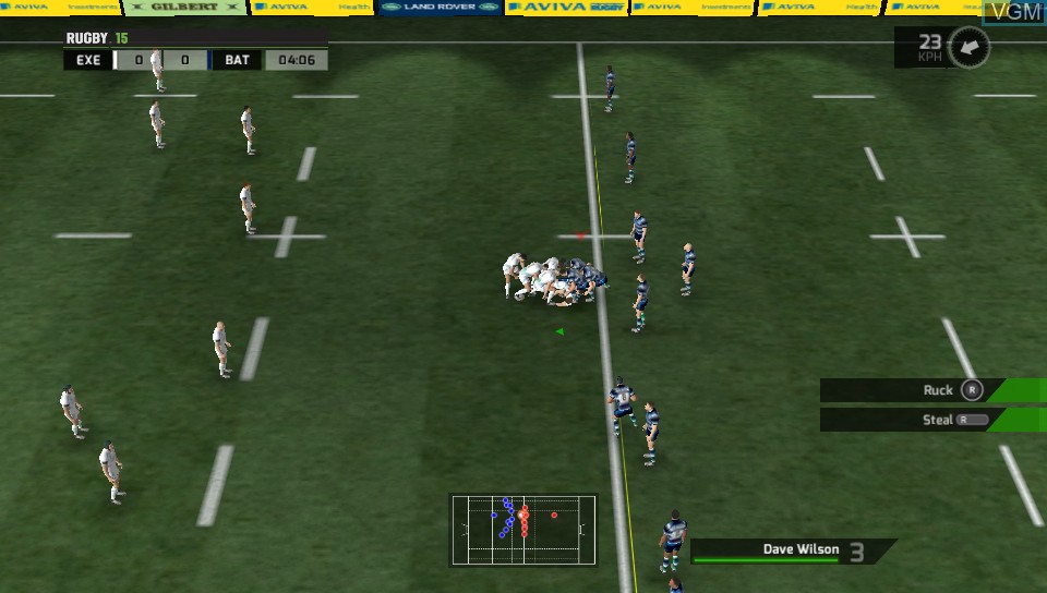 In-game screen of the game Rugby 15 on Sony PS Vita