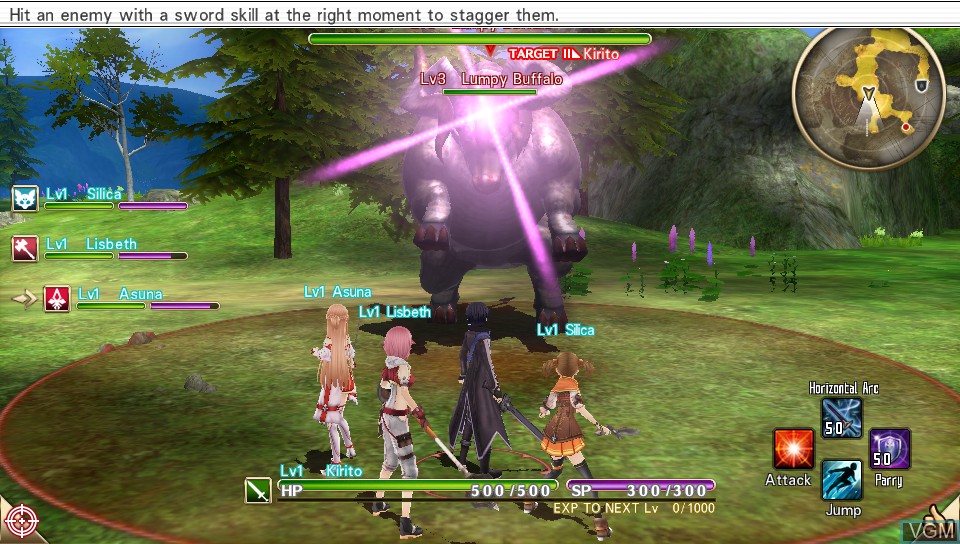In-game screen of the game Sword Art Online - Hollow Realization on Sony PS Vita