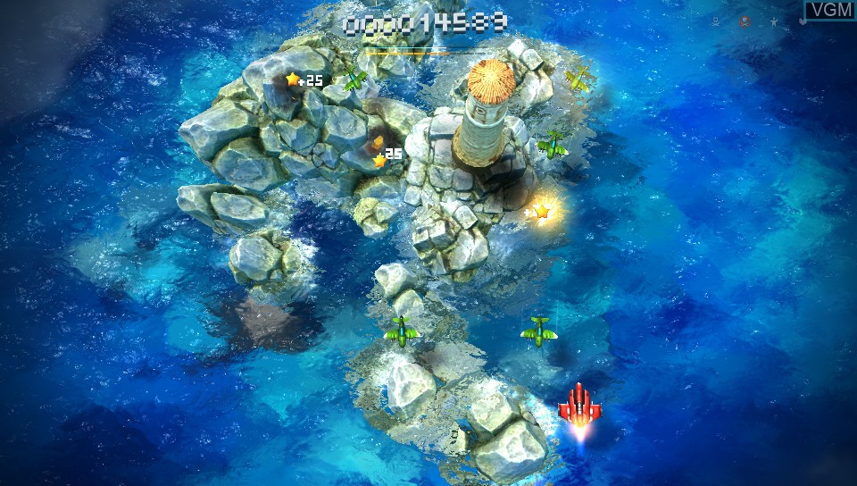 In-game screen of the game Sky Force Anniversary on Sony PS Vita