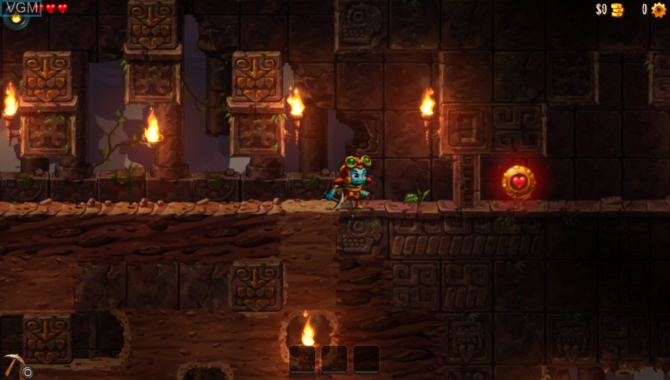 In-game screen of the game SteamWorld Dig 2 on Sony PS Vita