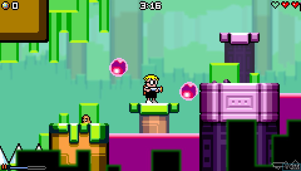 In-game screen of the game Mutant Mudds - Super Challenge on Sony PS Vita