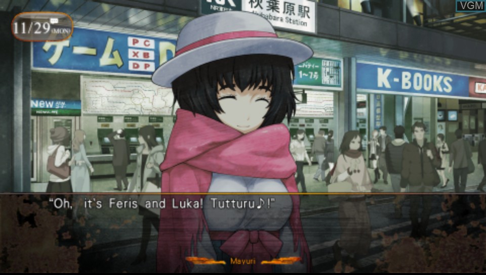 In-game screen of the game Steins;Gate 0 on Sony PS Vita