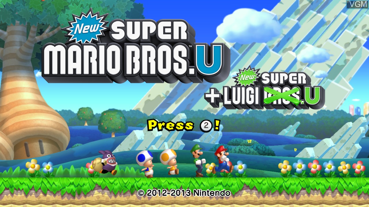 Title screen of the game New Super Luigi U on Nintendo Wii U