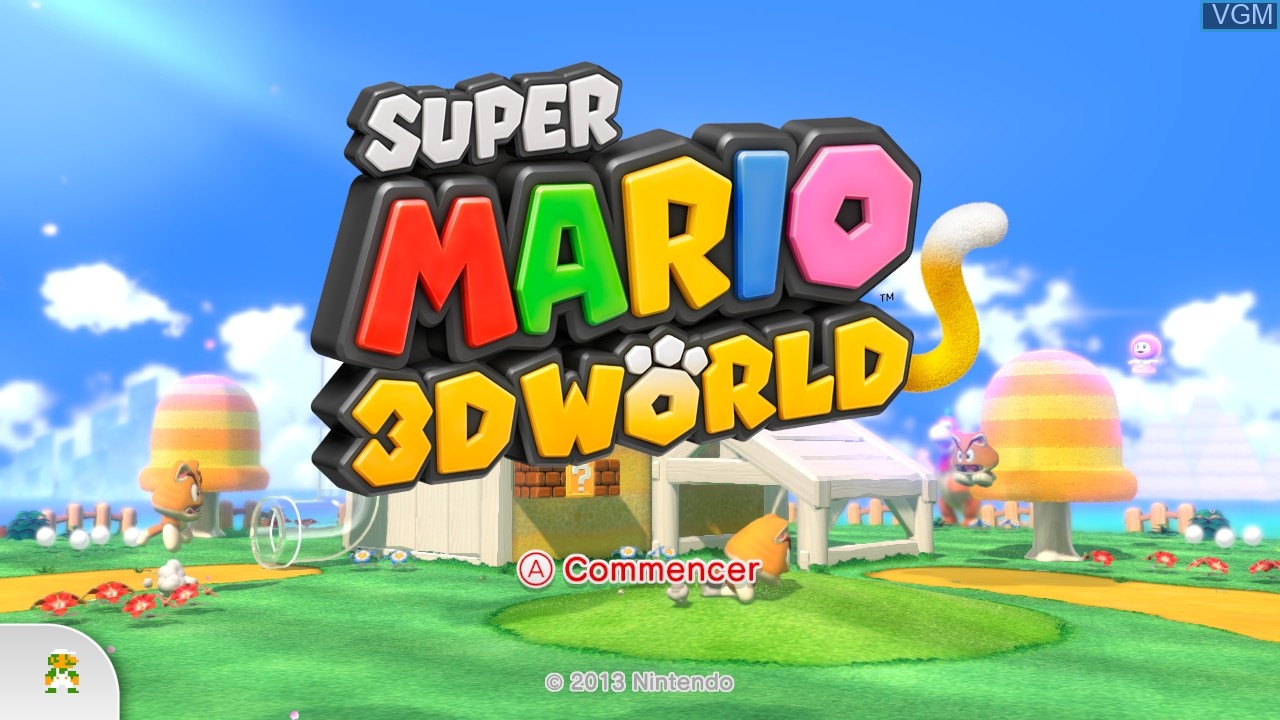 Title screen of the game Super Mario 3D World on Nintendo Wii U