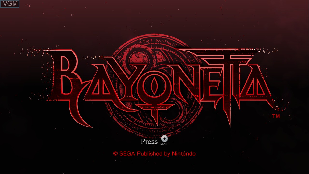 Title screen of the game Bayonetta on Nintendo Wii U