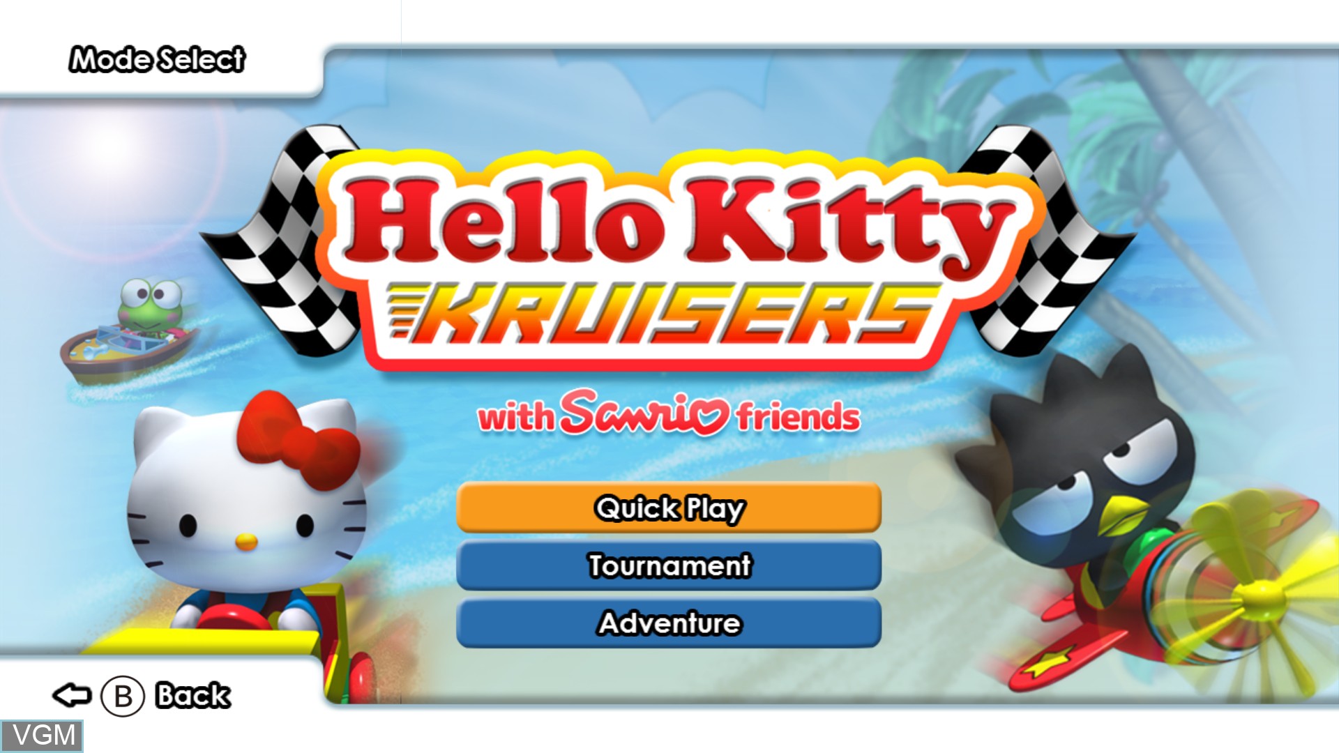 Title screen of the game Hello Kitty Kruisers on Nintendo Wii U