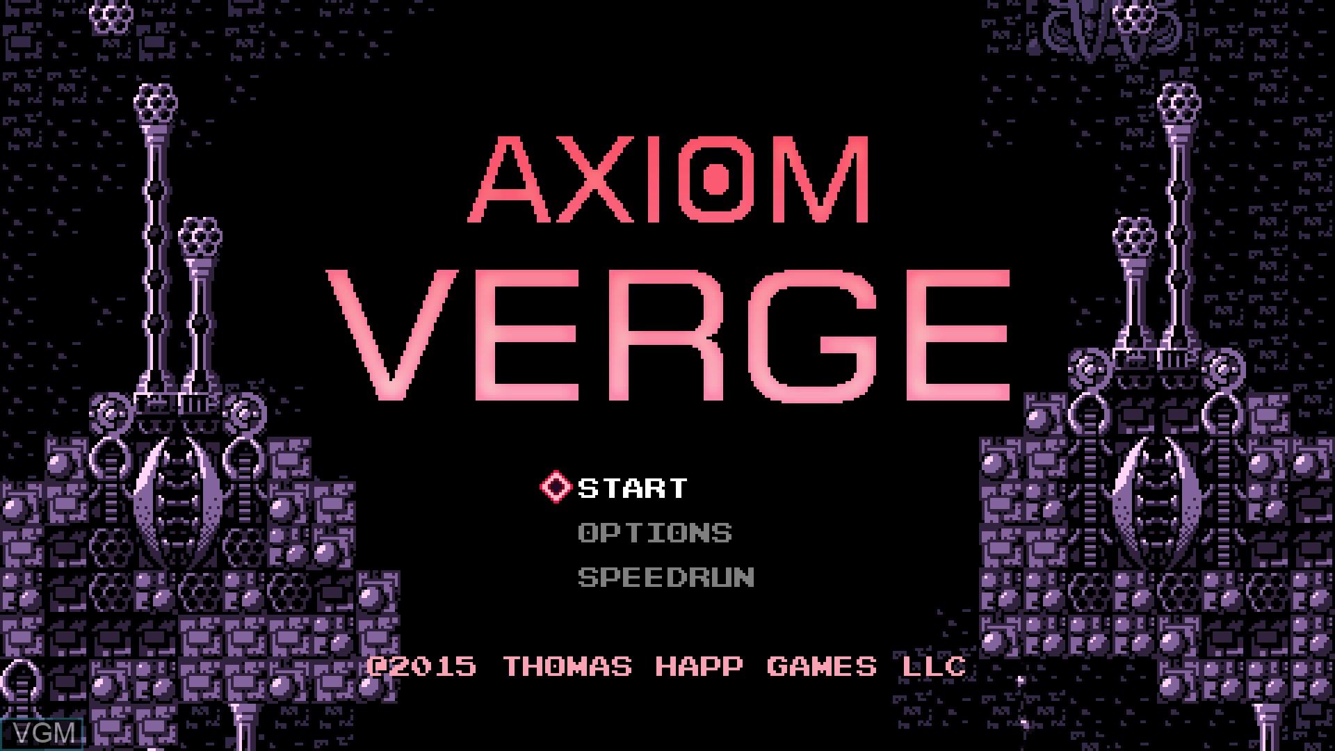 Title screen of the game Axiom Verge on Nintendo Wii U